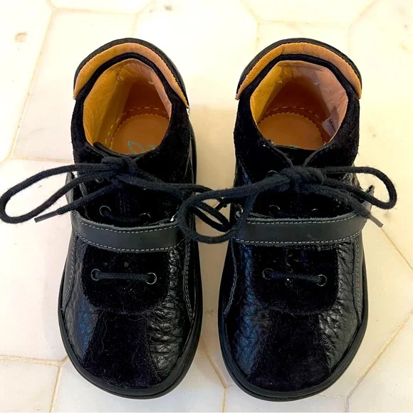 POM D’API Walk Basket Velcro Black Toddler Booties Size EUR23 US7 - Picture 3 of 9